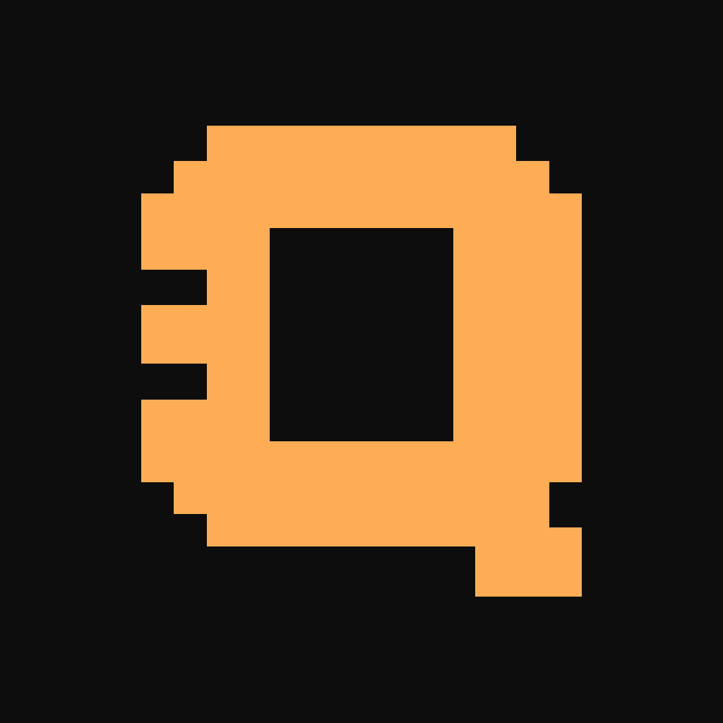 Logo Qatoshi: Q em blocos laranja sobre preto